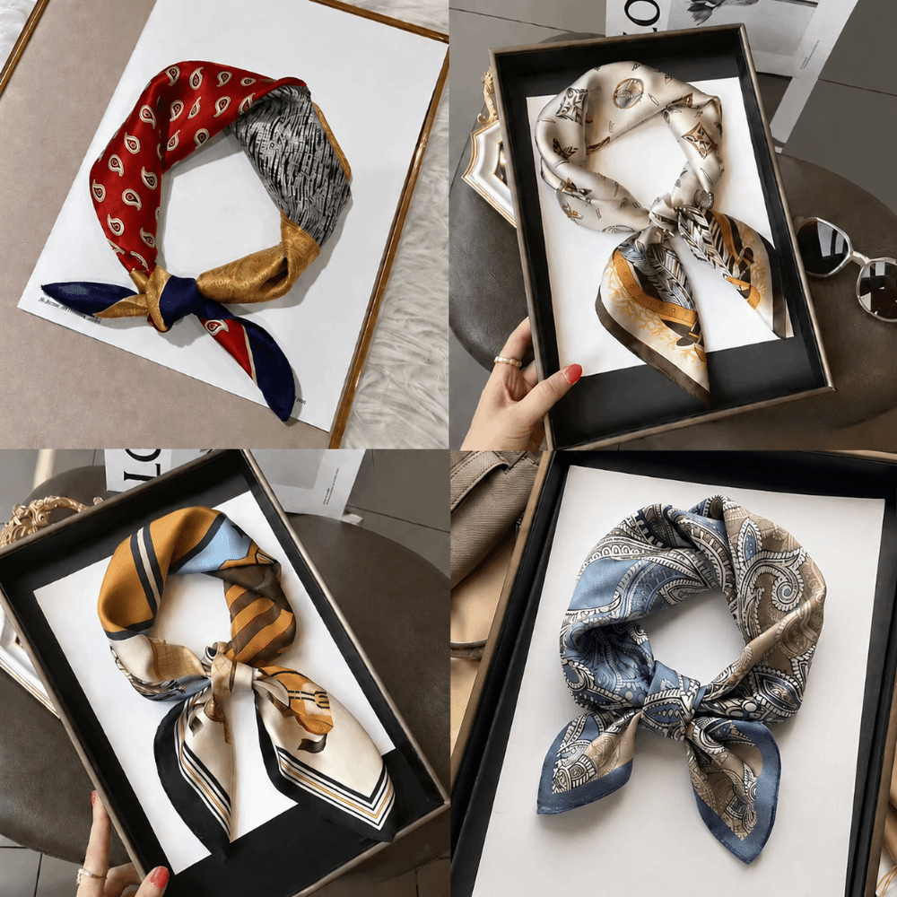 Bahan Sutra Syal Persegi Motif - Silk Scarf Square ulasan dan harga