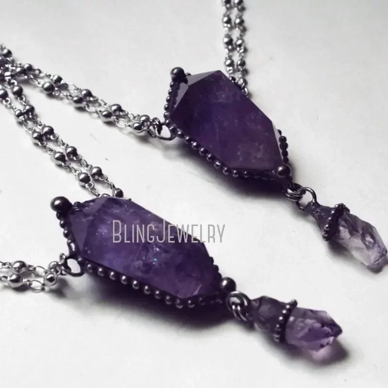 10pcs Kalung Kristal Amethyst  - Women'S Emo Accessories ulasan dan harga