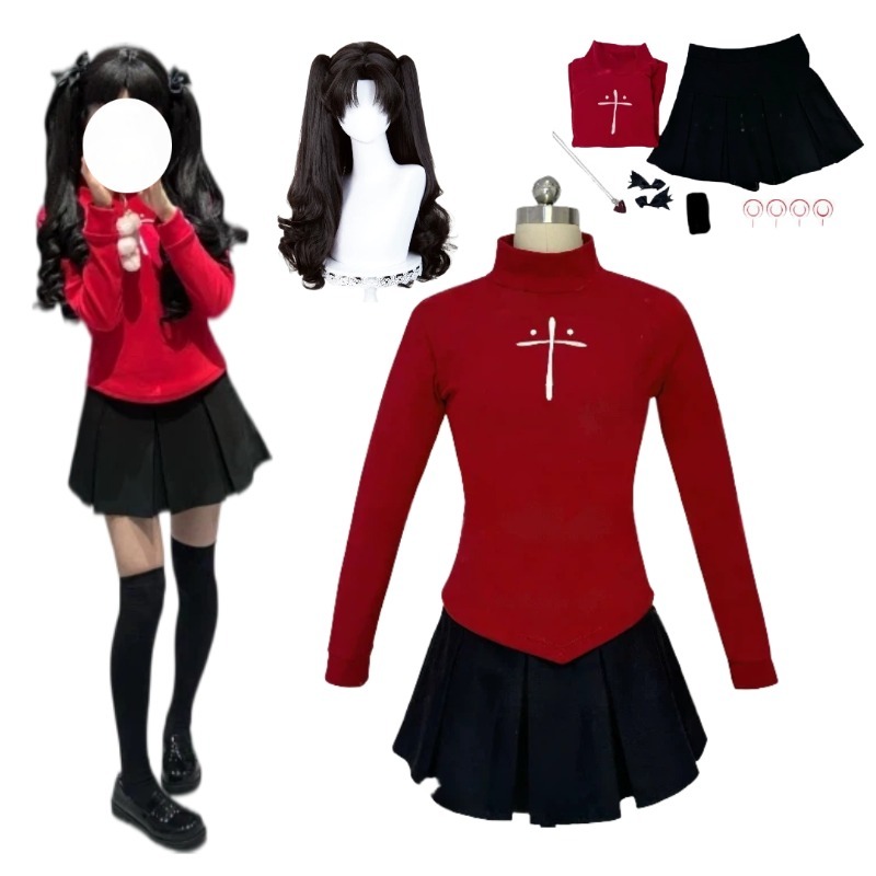 Kostum Cosplay Anime Tohsaka R - Women'S Red Accessories ulasan dan harga